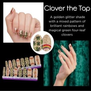 Color Street Clover the Top Press-On Nails - Gold and Green with Rainbow Accent